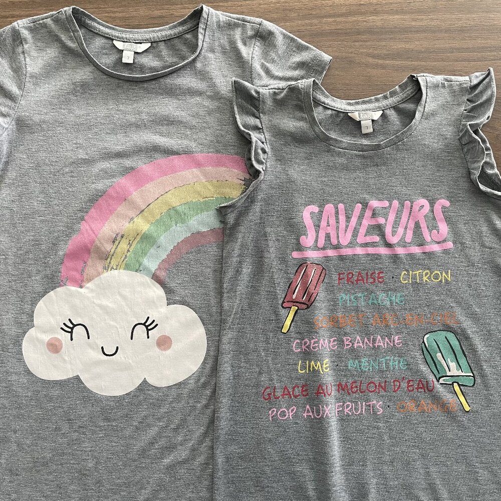 Girls 2-Pack Short-Sleeve Nightgowns (Size 7)